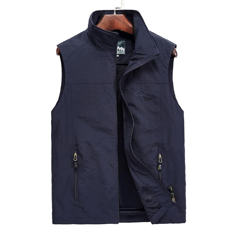 Vest Men's Middle-aged and Elderly Spring and Autumn Thin Jacket Outdoor Sports Quick-drying Vest Casual Breathable Large Size Vest