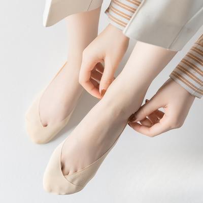 Meias Femininas de Verão Ultra Finas de Algodão Absorventes de Suor com Silicone Antiderrapante com Seda de Gelo de Cano Baixo Invisíveis