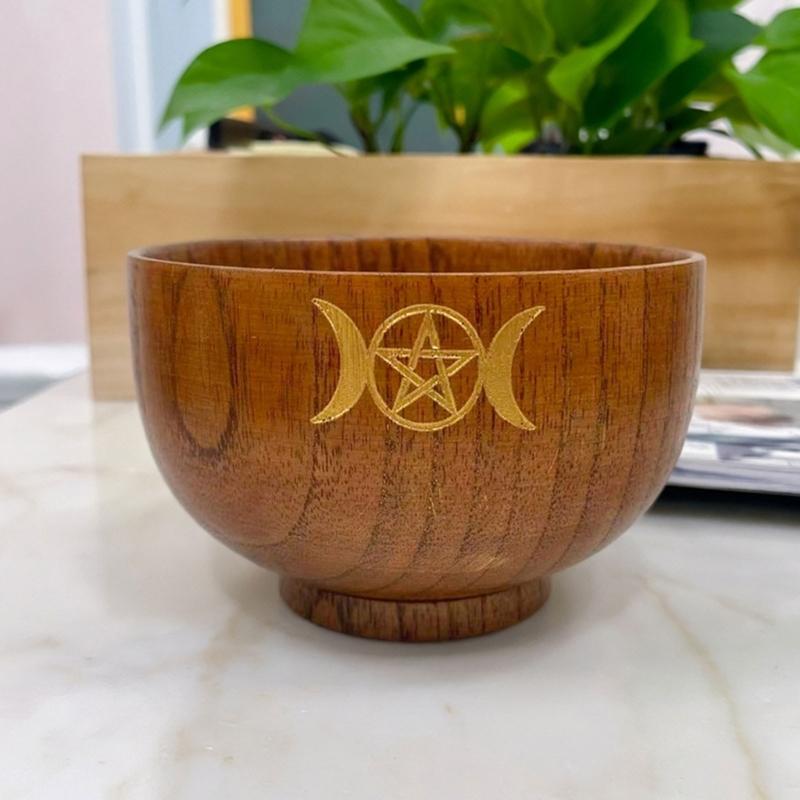 Wood Bowls Ritual Tableware Board Game Divination Astrological Tool Altar Bowl Decoration Witchcraft Props Supply