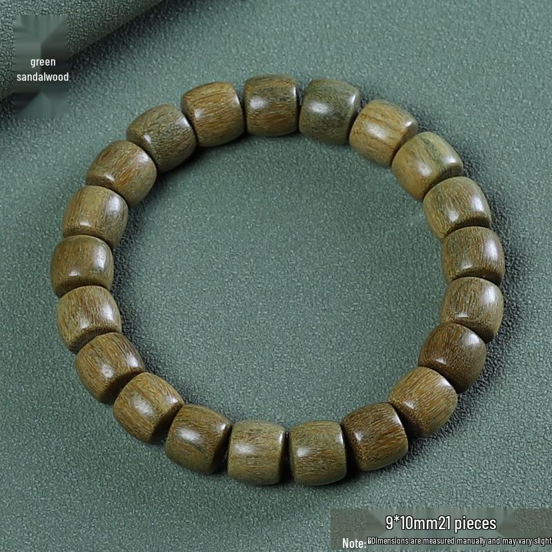 Unisex Handmade Green Sandalwood Bead Bracelet - Ethnic Style, Exquisite Design