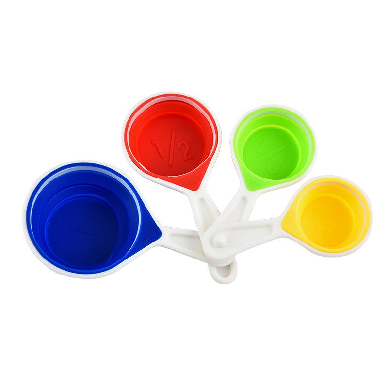 Collapsible Silicone Measuring Cup & Spoon Set, 4-Piece - Colorful with Scale Markings for Kitchen Baking