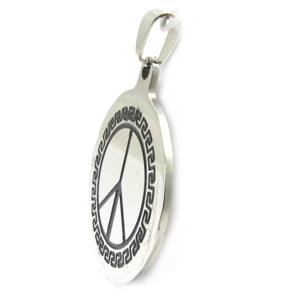 Les Trésors De Lily [M0746] - Pendentif acier 'Peace' argenté - 35 mm