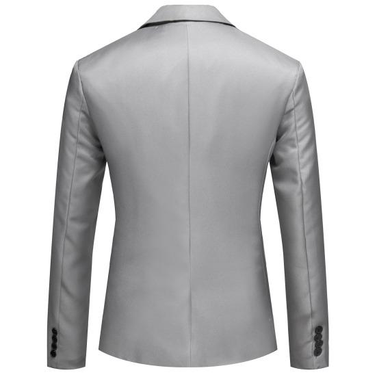 Formal Blazer Solid Color Turndown Collar One Button Four Seasons Slim Fit Pockets Suit Jacket for Wedding