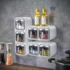 Kitchen Wall Mount Jars for Spices Salt and Pepper Shaker Seasoning Jar Spice Organizer With Spoons Condiment Organizer Box