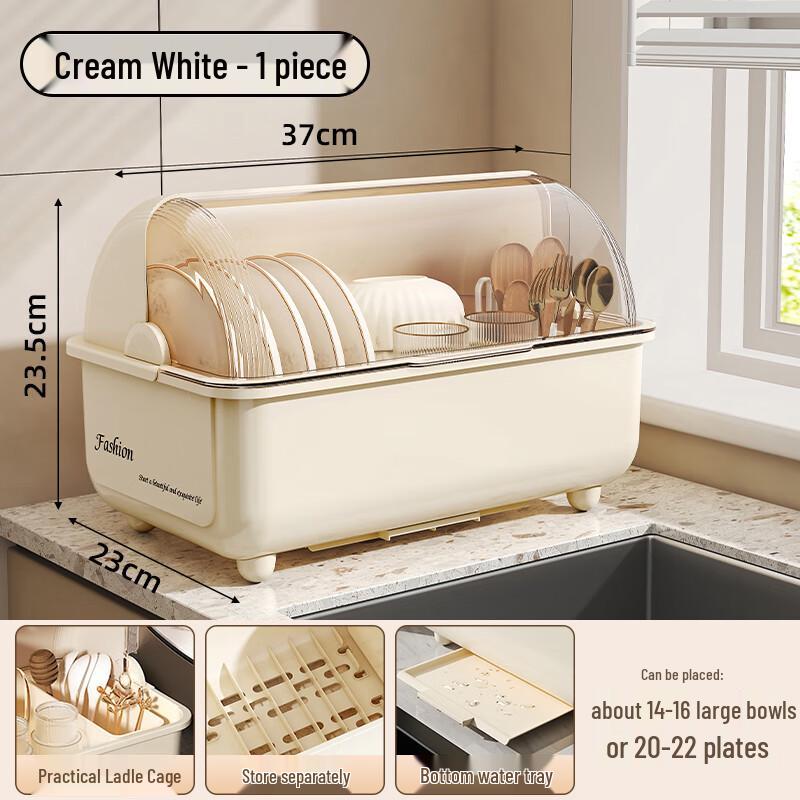 Kitchen Dish Drying & Storage Rack with Lid