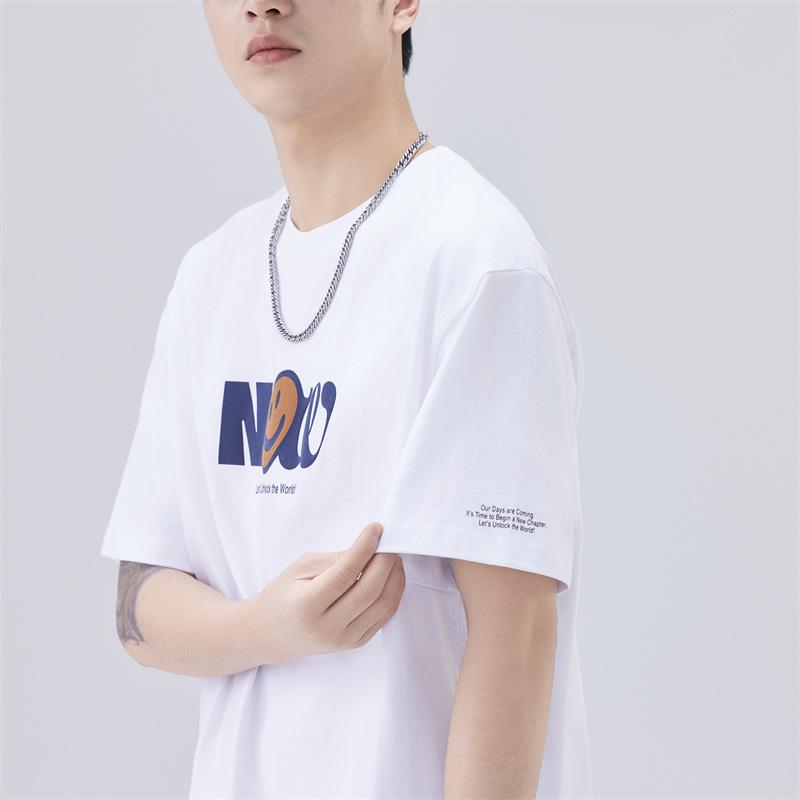 Thin New Short-sleeved Men's T-padded Pure Cotton Heavy Shoulder-loose Round Neck T-shirt Short-sleeved