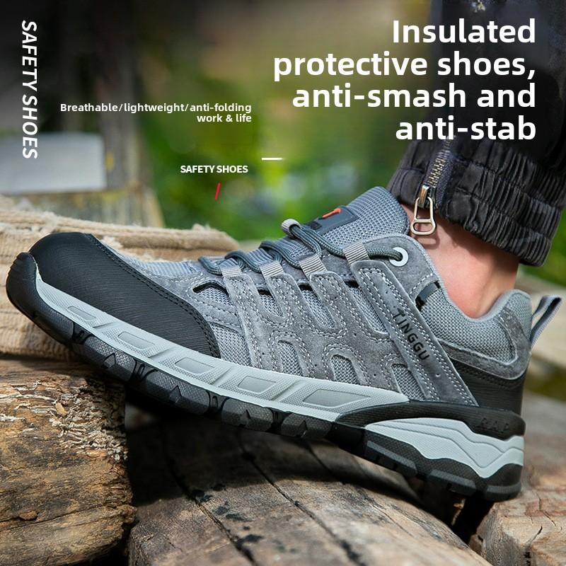 Labor Insurance Shoes for Men, Breathable Lightweight Insulated Shoes, Electricians with Anti-smash, Anti-puncture Wear-resistant Anti-odor Work Shoes