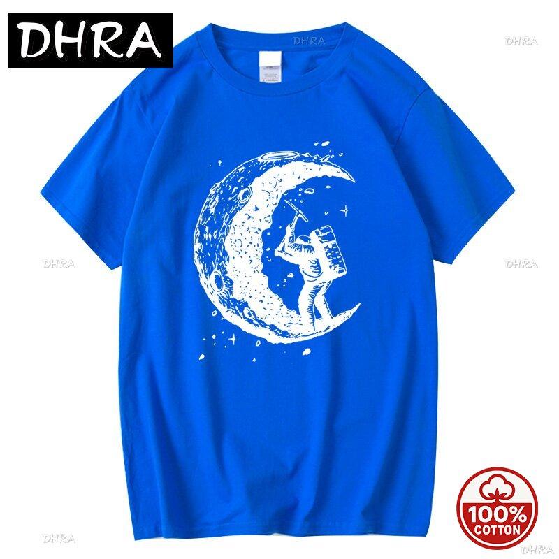 Unisexs High Quality 100 Cotton Moon Print Casual Summer Soft Short Sleeve Unisex Tshirt Loose Tshirt Male Tee Shirts Male Tee Tops