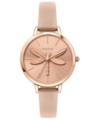 Amourette Rose Gold Sunray Dial Leather Strap Quartz ME010100 Women's Watch