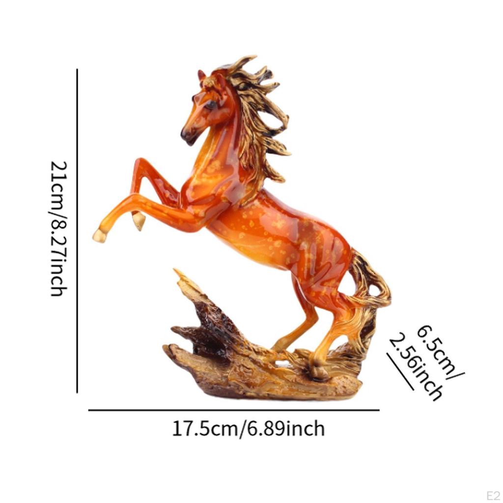 Resin Sleeping Deer And Caramel Horse Figurine Sculpture Tabletop Ornament Decorative Handicraft for