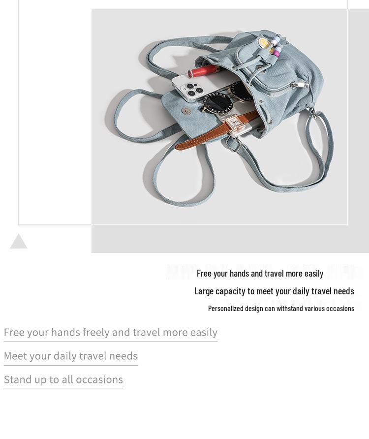 2025 Trendy Women's Denim Color Block Backpack - College Style Handbag & Shoulder Bag