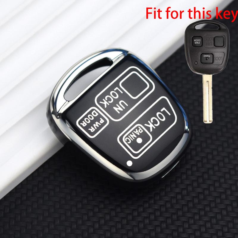 

Новый чехол-брелок из ТПУ для Toyota Avensis Yaris Camry 30 RAV4 Land Cruiser 120 Prado Corolla Land Cruiser для Lexus RX 330 Is200 Silver Edge Key Case чёрный