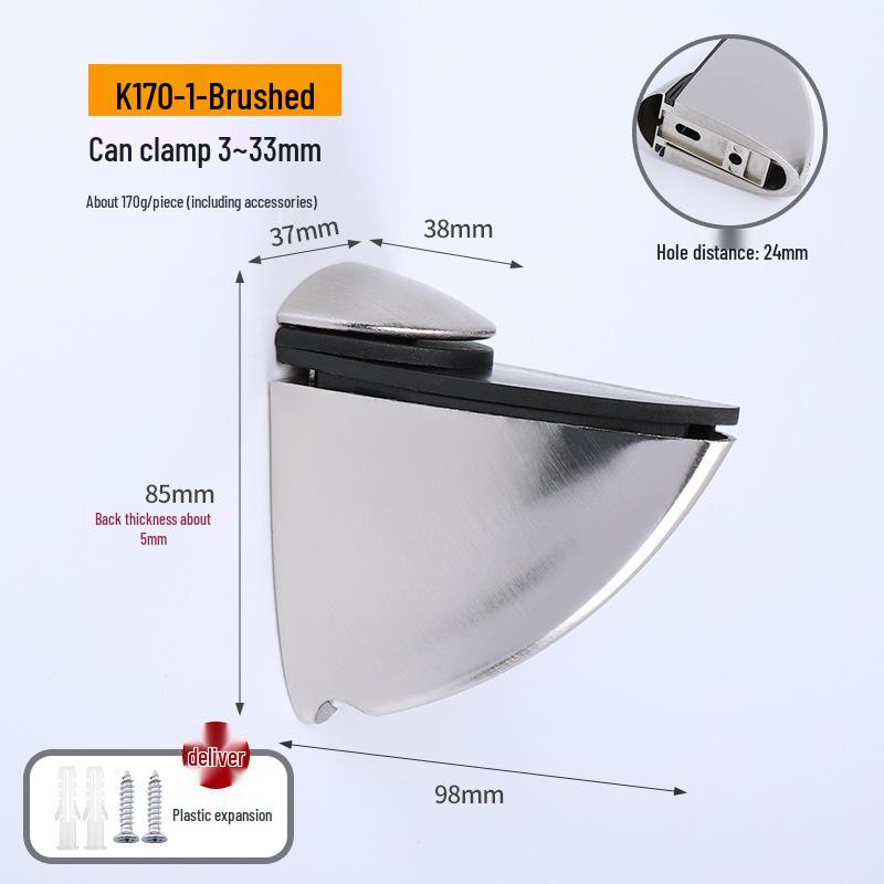 Zinc Alloy F-Shaped Glass Clip: Bathroom/Kitchen Shelf Support Bracket