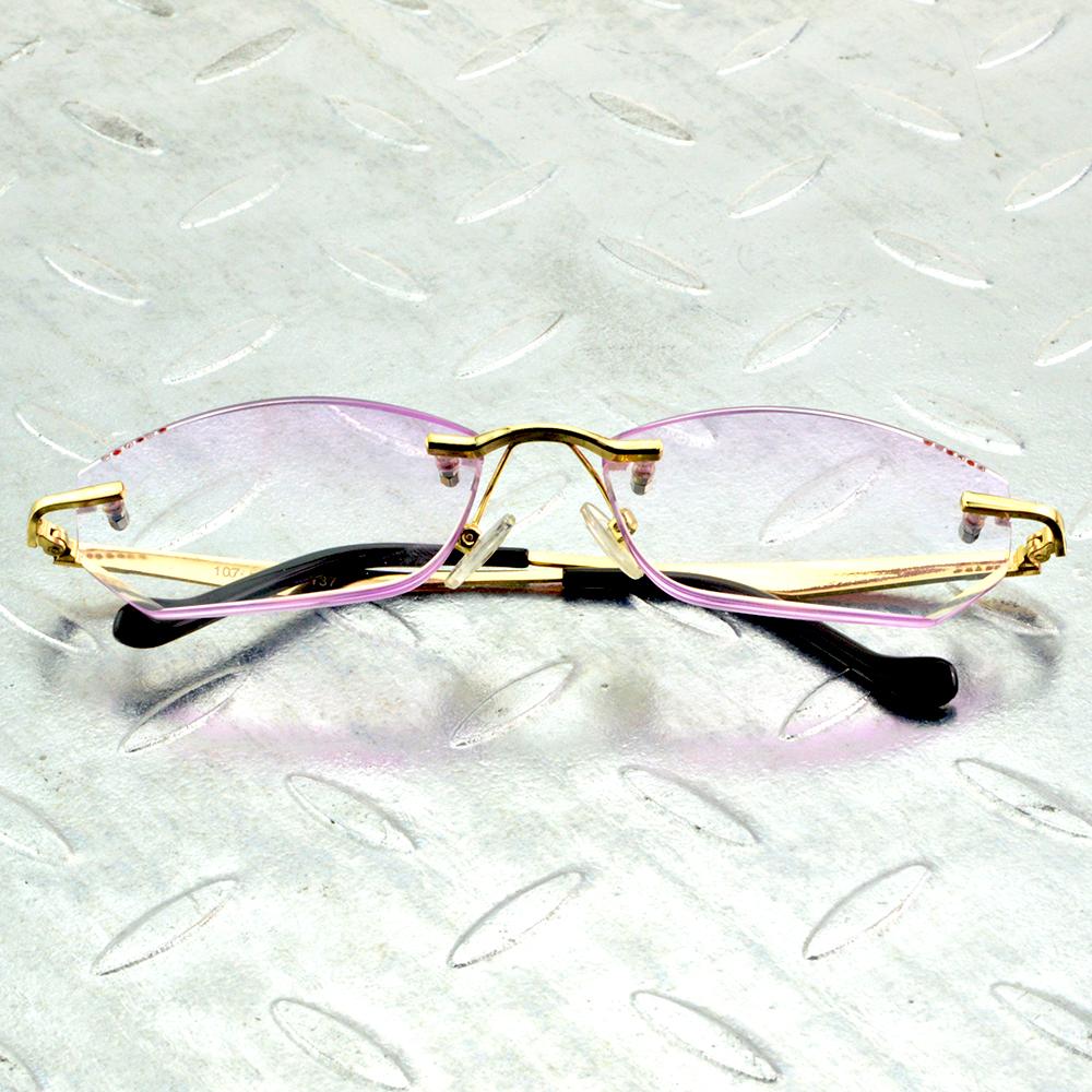 Randlose Lesebrille aus Titanlegierung mit Diamantschliff für Damen +0,75 +1 +1,25 +1,5 bis +4 Brillen