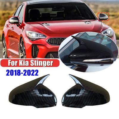 For KIA Stinger 2018     ABS Car Rearview Side Mirror Cover Wing Cap Exterior Door Housing Trim Adhesive Sticker