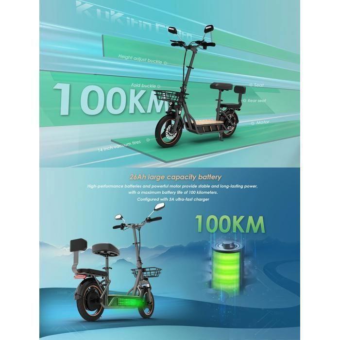 Scooter électrique KuKirin C1 Pro - Moteur 500 W - Batterie 48 V 26 Ah - Pneus 14 pouces -- Autonomie 100 kilomètres