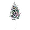23 Inch Lighted Artificial Christmas Urn Filler Pre-lit Xmas Pine Tree with Cones Red Berries Tripod Stake And LED Light Outdoor Porch Planter Filler
