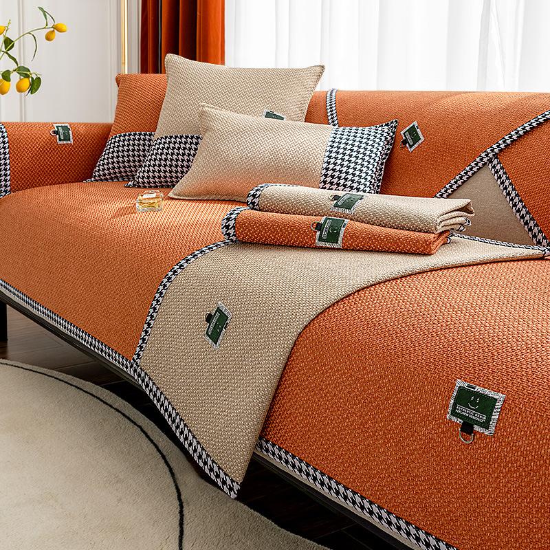 

Хлопково-льняная подушка для дивана Four Seasons, универсальная простая современная подушка для сиденья, нескользящий кожаный чехол для дивана, скандинавский льняной чехол для подушки, ткань 70*70cm