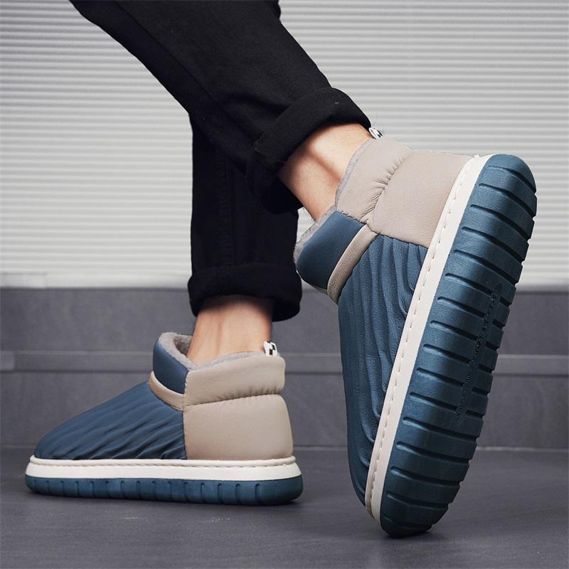 Men's Snow Boots for Autumn and Winter New Style with Plush Lining Thickened for Warmth In Winter Soft Sole Non-Slip Co