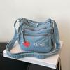 Crossbody-Tasche Damen Große Kapazität Vintage Denim-Tasche Mehrfachtasche Leichte Umhängetasche