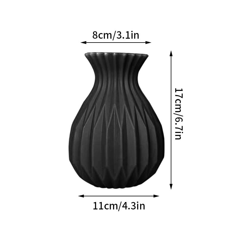 Imitation Ceramic Flower Vase Nordic Solid Color Plastic Dried Plants Vase Flower Arrangement Container Home Living Room Decor