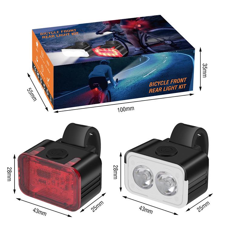 Bright USB-C Rechargeable Waterproof Bicycle Light Set with Aluminum Front and Rear Lights