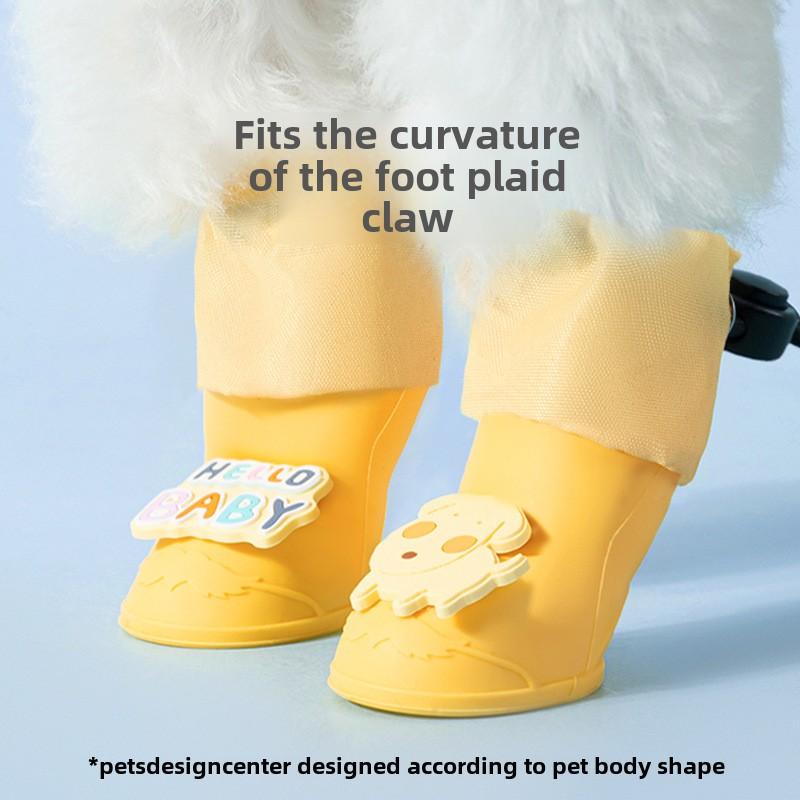 Cross-border Cartoon High-top Pet Silicone Rain Shoes Puppy Dog Going Out Non-slip Wear-resistant Waterproof Dog Shoes Teddy Foot Cover