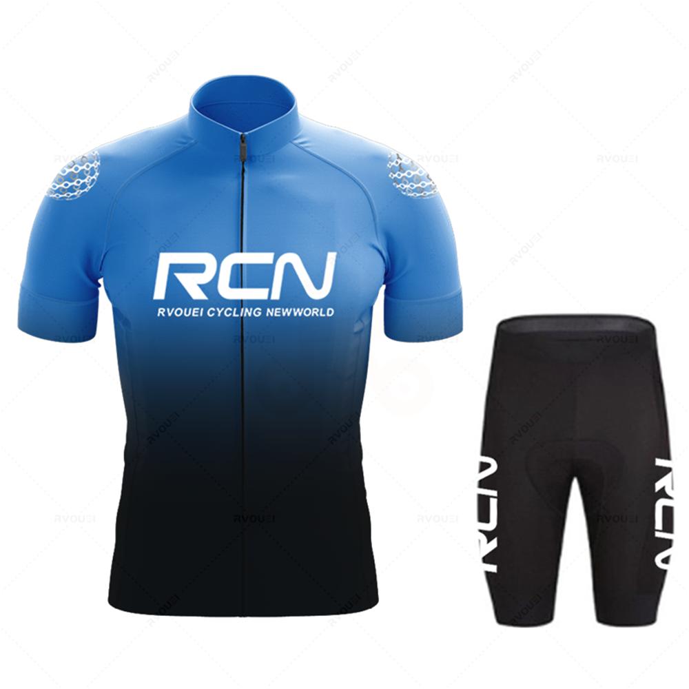 Rcn Summer Mens Short Sleeve Cycling Jersey Sets Skinsuit Maillot Ropa Ciclismo Bicycle Clothing Bike Shirts Bicycle Mtb Jersey
