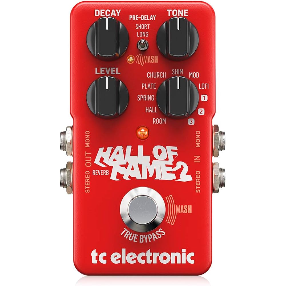 TC Electronic Digital Reverb Pedal, TonePrint-Compatible, HALL OF FAME 2 REVERB, Red