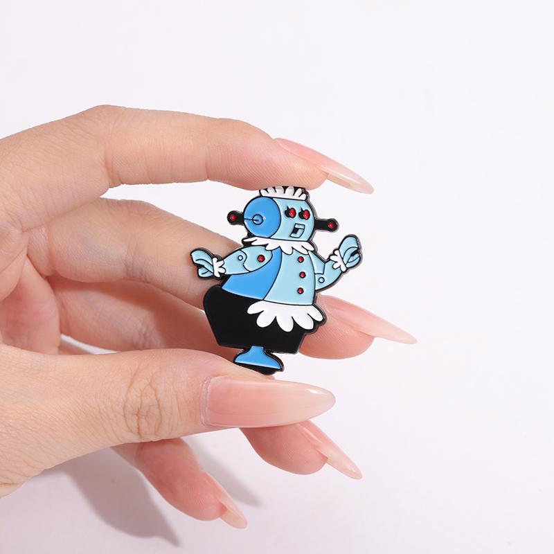 Nanny Robot Enamel Pins Custom Family Comedy TV Series Brooches Lapel Badges Cartoon Funny Jewelry Gift for Kids Friends