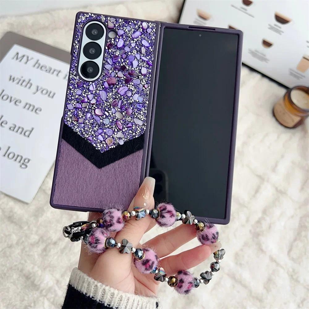 Wrist Strap Phone Case for Samsung Galaxy Z Fold 6 5 4 Fold6 Fold5 Fold4 Fold3 5G Plastic Hard Shell Protective Cover