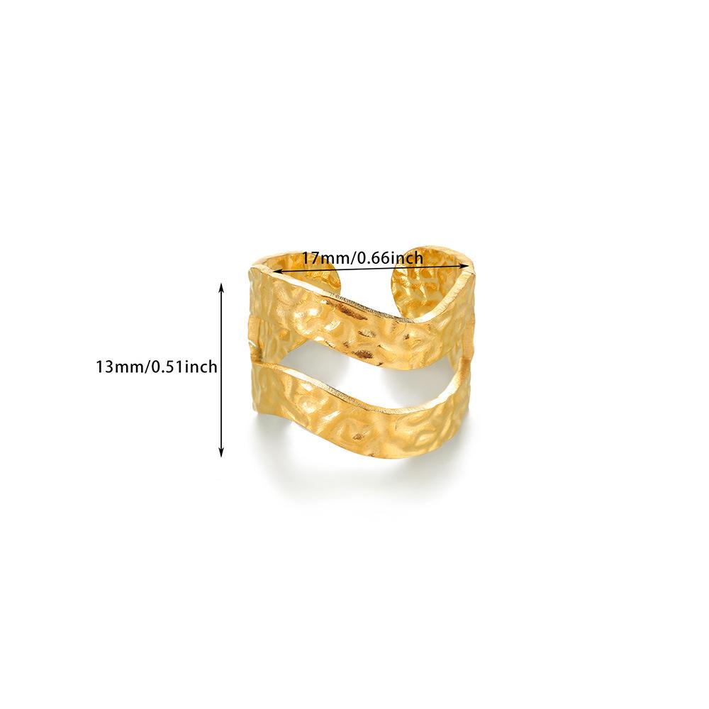 18k Gold-Plated Double-Layer Stainless Steel Geometric Open Women's Ring