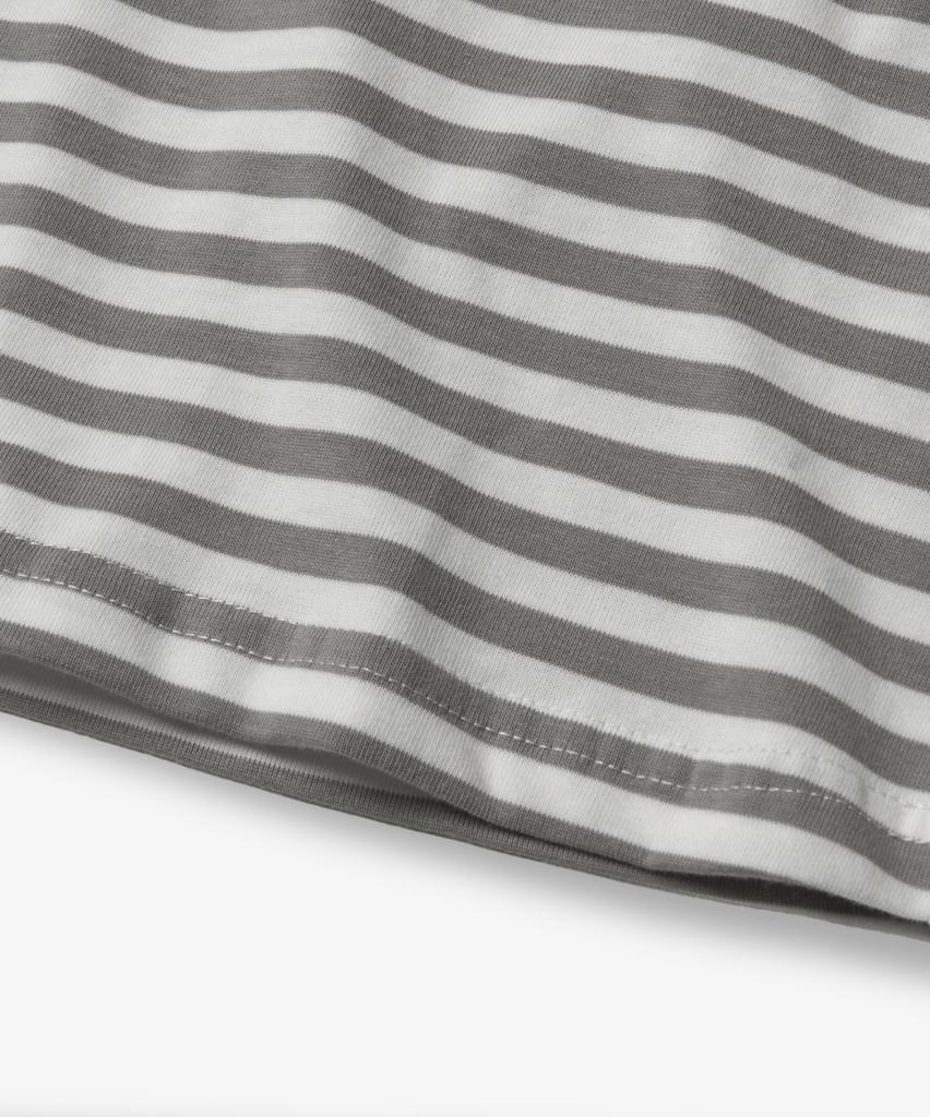 Yujen Antique Small Logo Stripe Ringer T-Shirt_Gray & White