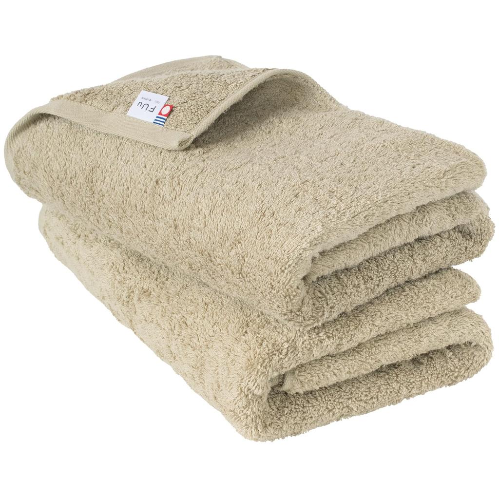 Bloom Imabari Towel Certified FUu Bath Towel Hotel Made in Cotton 2-Piece Set Soft, Fluffy, Thick, Absorbent, Quality, Japan, 100% (Greige)