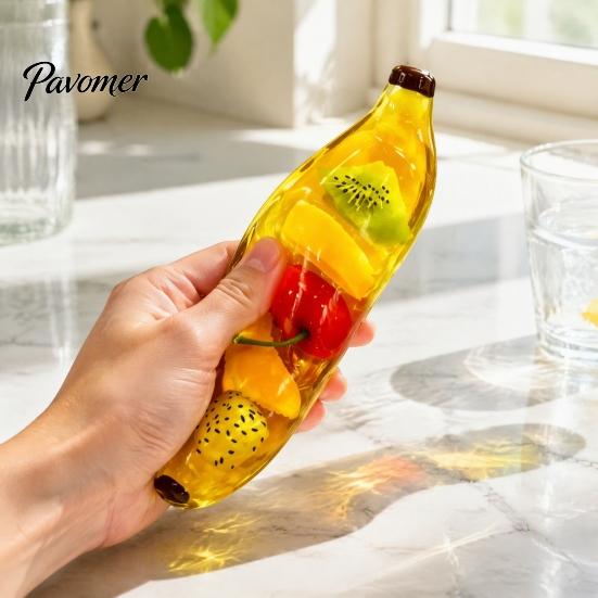 Flexible Sensory Toy Clear Bar Squeeze with Fake Fruit Inside, Stress Relief Shapeable Hand Therapy Stick Toy, Transparent Strip Figdet for