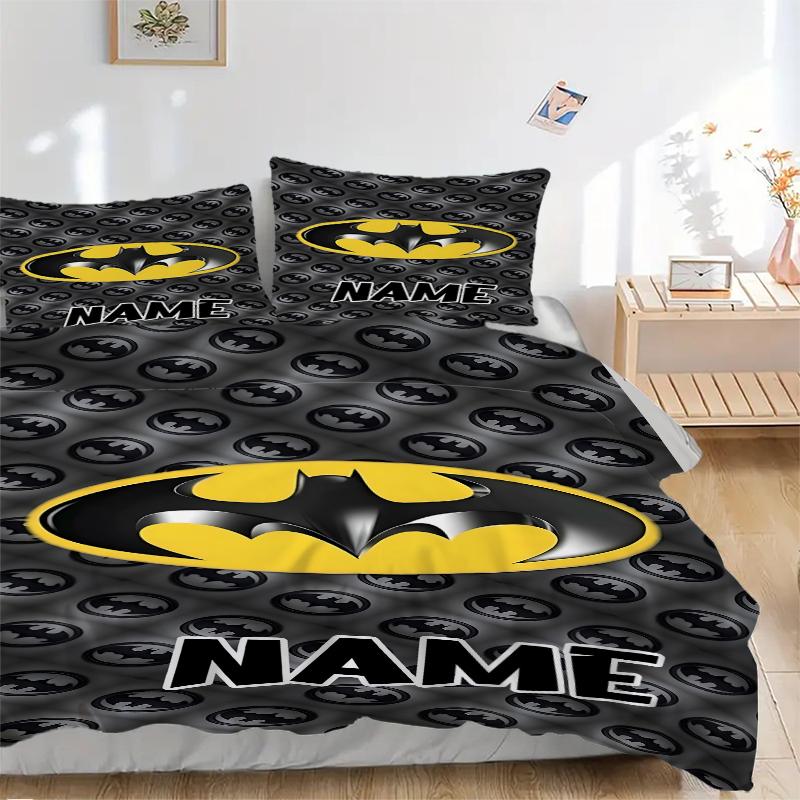 Custom Textile Batman Night Bedding 3 Piece Set HD Print Duvet Cover Pillowcases for Teens Adult Bedroom Decoration