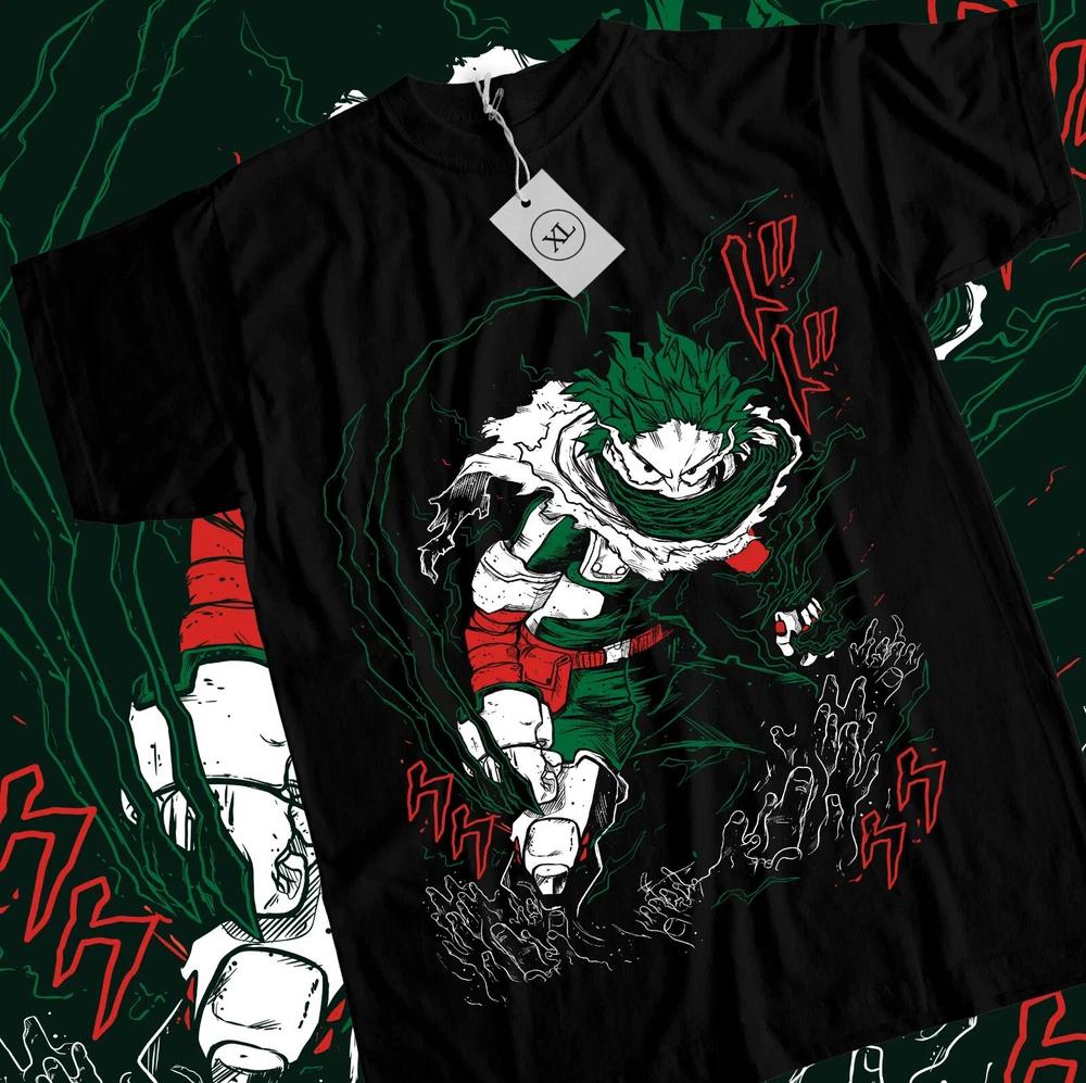 Anime My Hero Academia Midoriya Deku Graphic Black TShirt Size S4XL S