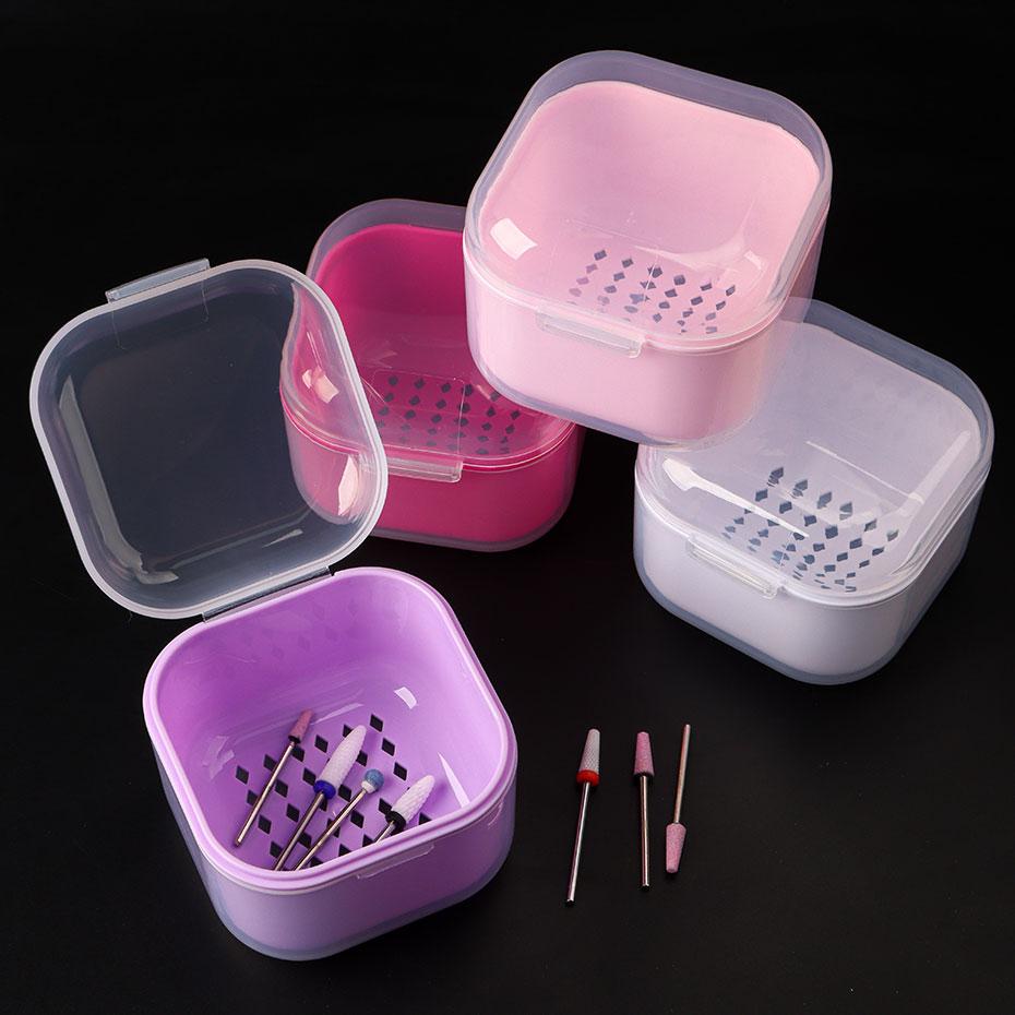 Portable Disinfection Filter Cleaning Box Nail Art Drill Bits Grinding Head Disinfection Box Manicure Sterilization Tool