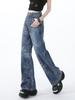 Pantaloni Larghi in Denim Jacquard Blu da Donna - Stile Retrò Designer a Lunghezza Pavimento
