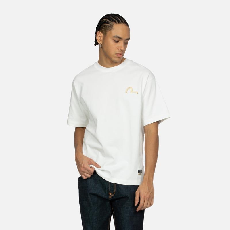 Evisu Trademark And Japanese Wave Pattern Big M Short Sleeve T-Shirt Men T-Shirts 2ESHTM4TS7074RXCT