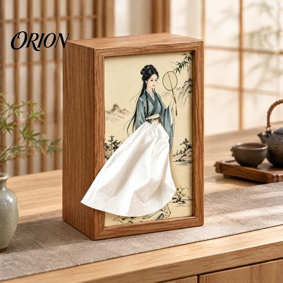 Handcrafted Decorative Tissue Box Chinese Style Rectangular Box, High-density Board Paper Holder, Classical Unique Oriental Home Decor Four