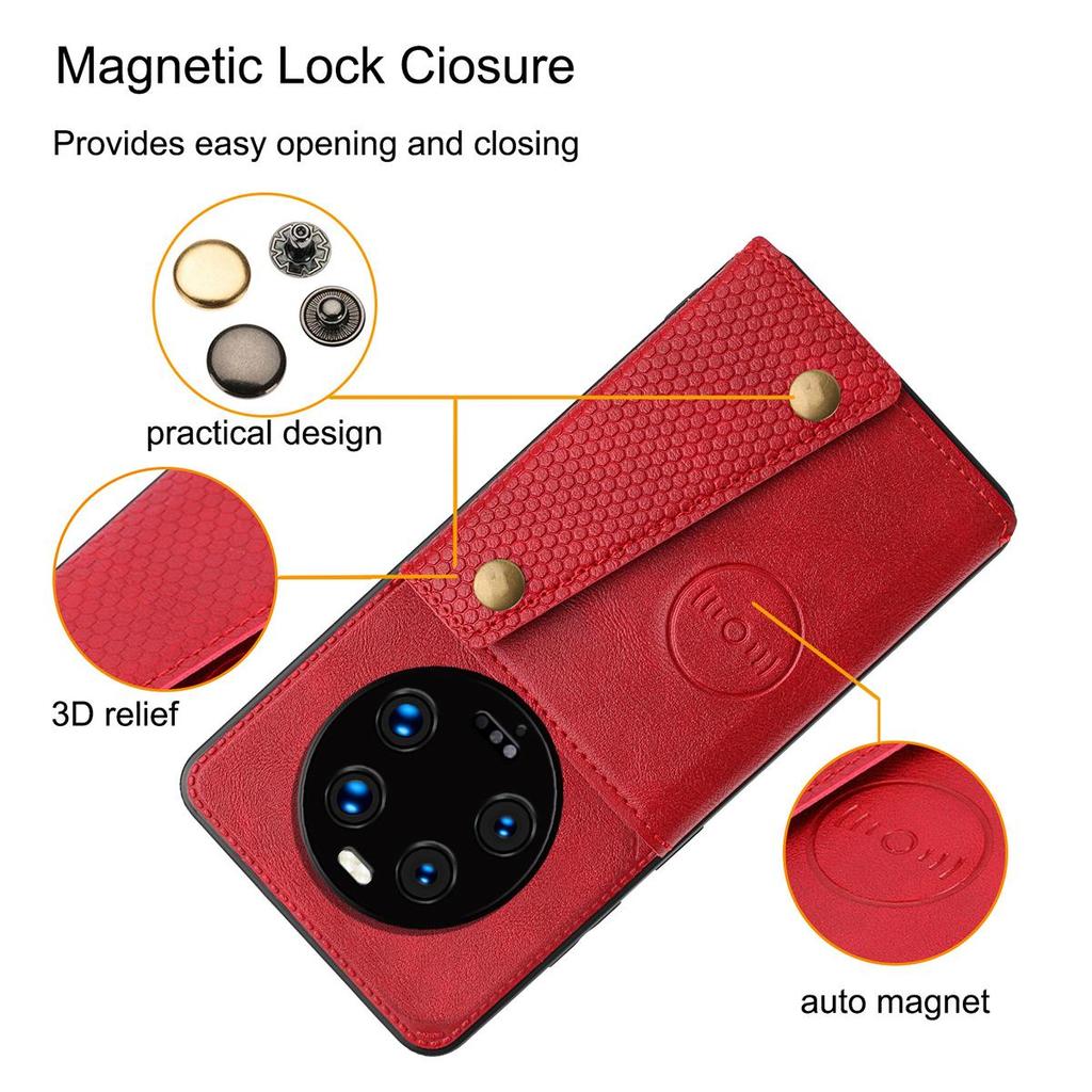 PU Leather Wallet Phone Case for Xiaomi 13 Ultra Multiple Card Slots Dual Metal Button Closure Shockproof Full‑Body Protective Cover