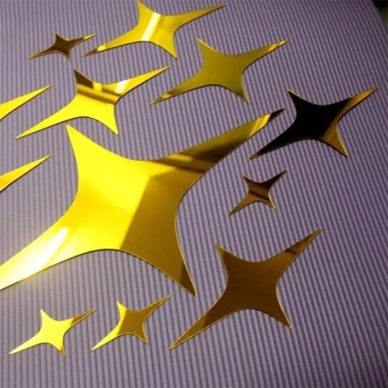 20Pcs Removable 3D Acrylic Wall StickerStar Shape Mirror Effect Popular Home Decor Art