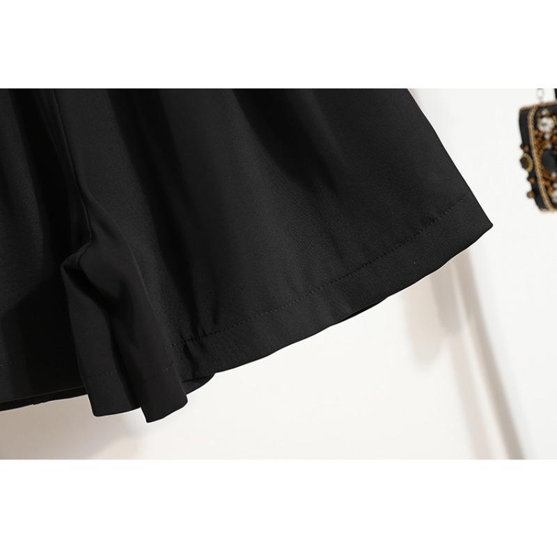 DIMANAF 2025 Plus Size Shorts Summer Women Solid Loose High Waist Casual Wide Leg Pants Short Pants Basic Harem