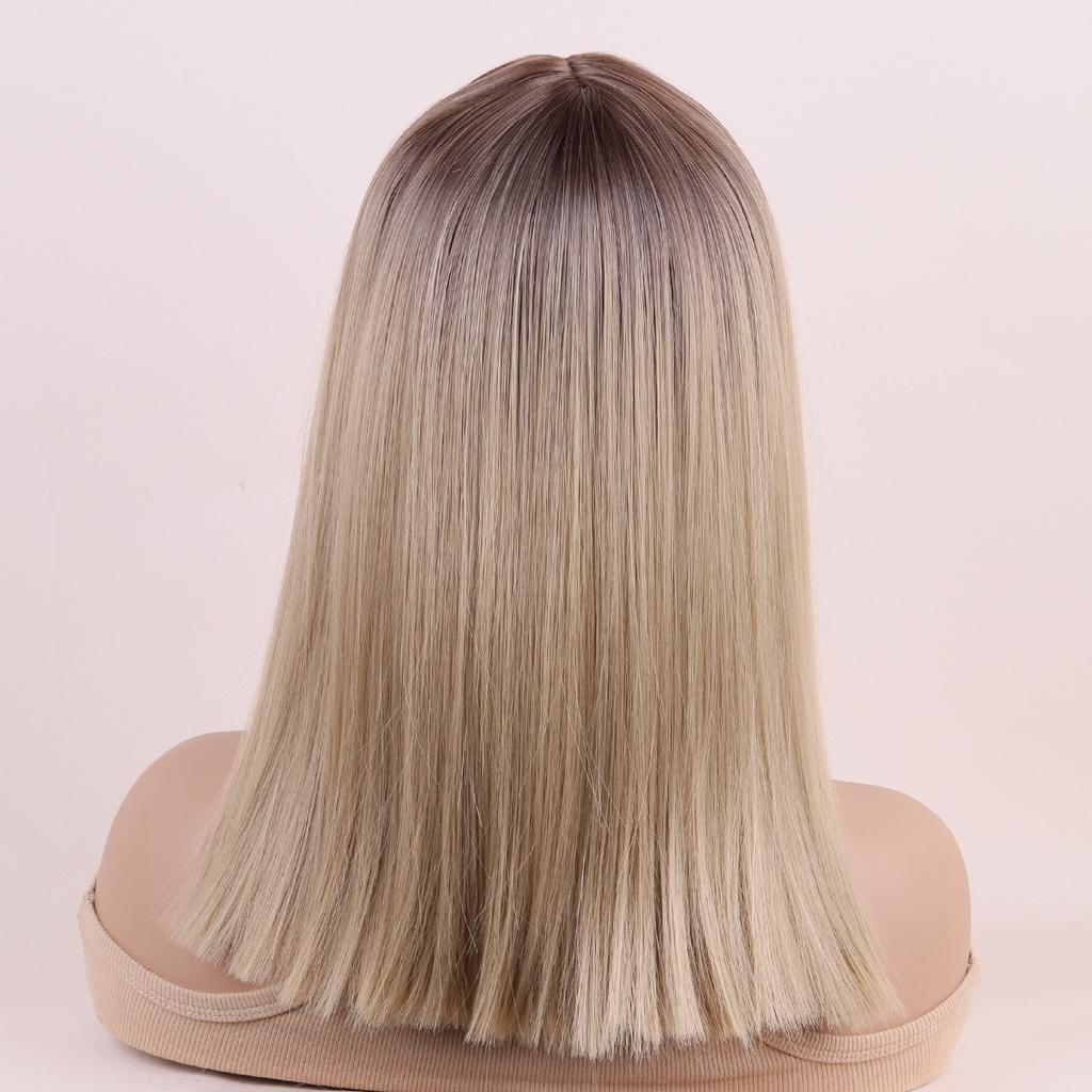 Synthetic Blond Brown White Red Wigs With Bangs Short Straight Wigs for Women Daily Cosplay Natural Hair Wig Heat Resistant Fiber