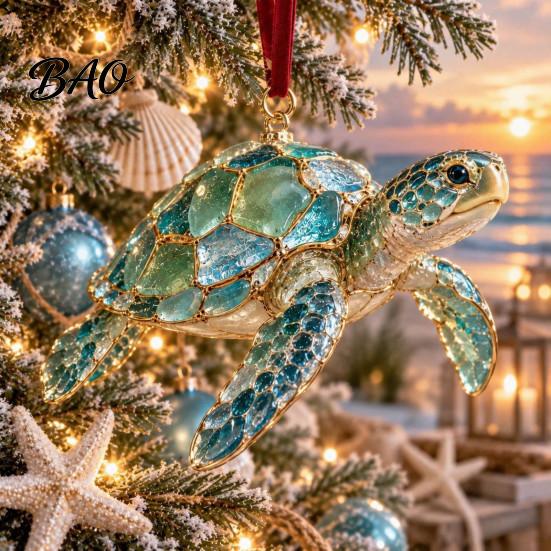 Gastgeschenke für Festivals Meerglas-Weihnachtsdekoration, Küsten-Schildkröte Walhai Oktopus Bürodekorationen Baumbehang, Meeresinspiriert