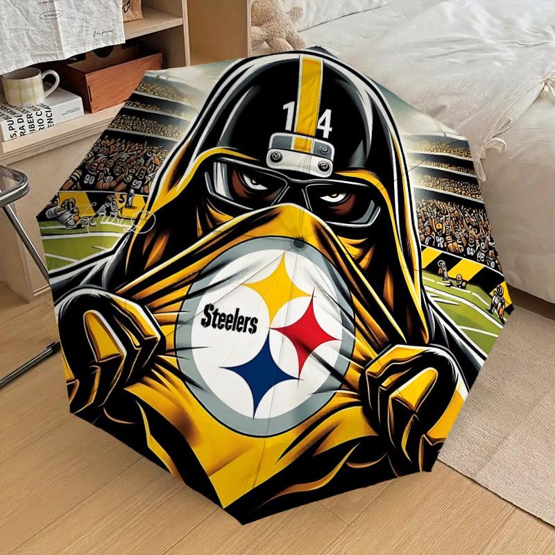 1 Stück Steelers 14 Regenschirm-8-Rippen verstärkt, Automatiköffnung, Leicht & Langlebig, Süßes Modeaccessoire für Draußen-P92