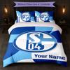 Schalke 04 FC Bettwäsche-Set mit individuellem Namenstext 1 Bettbezug + 2 Kissenbezüge Fußball-Logo Personalisierte Geschenkidee für besondere Anlässe Schlafzimmerdekoration