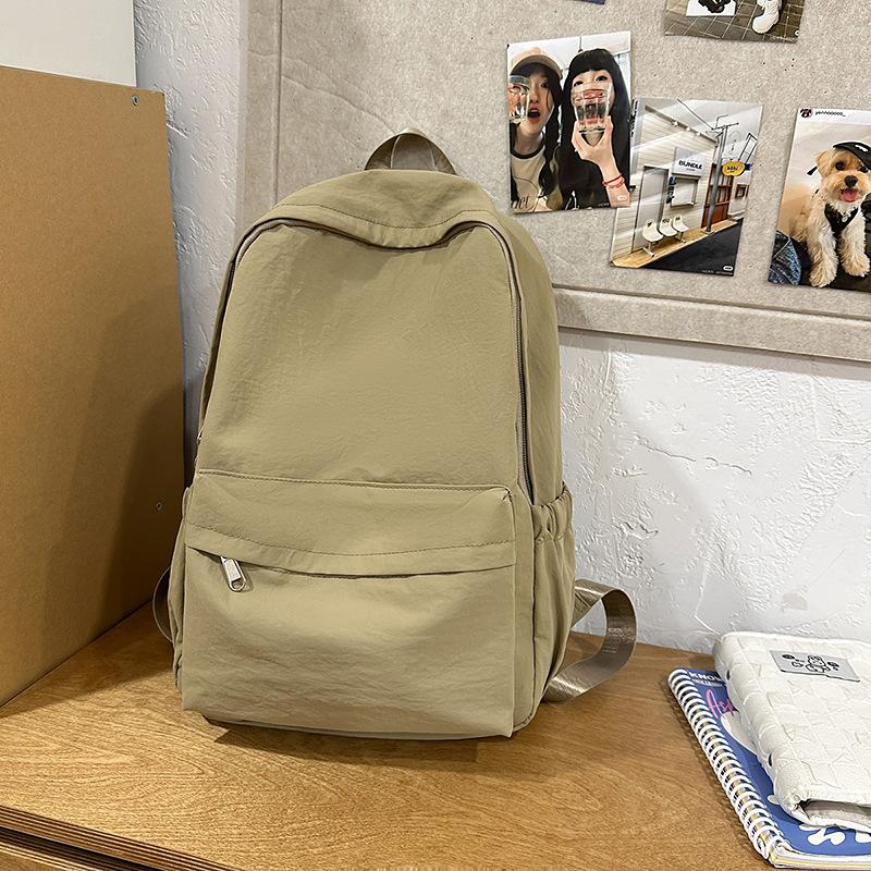 School Bag New Simple Japanese Ins Solid Color Backpack College Student Leisure Campus School Bag Travel Versatile Lightweight Backpack