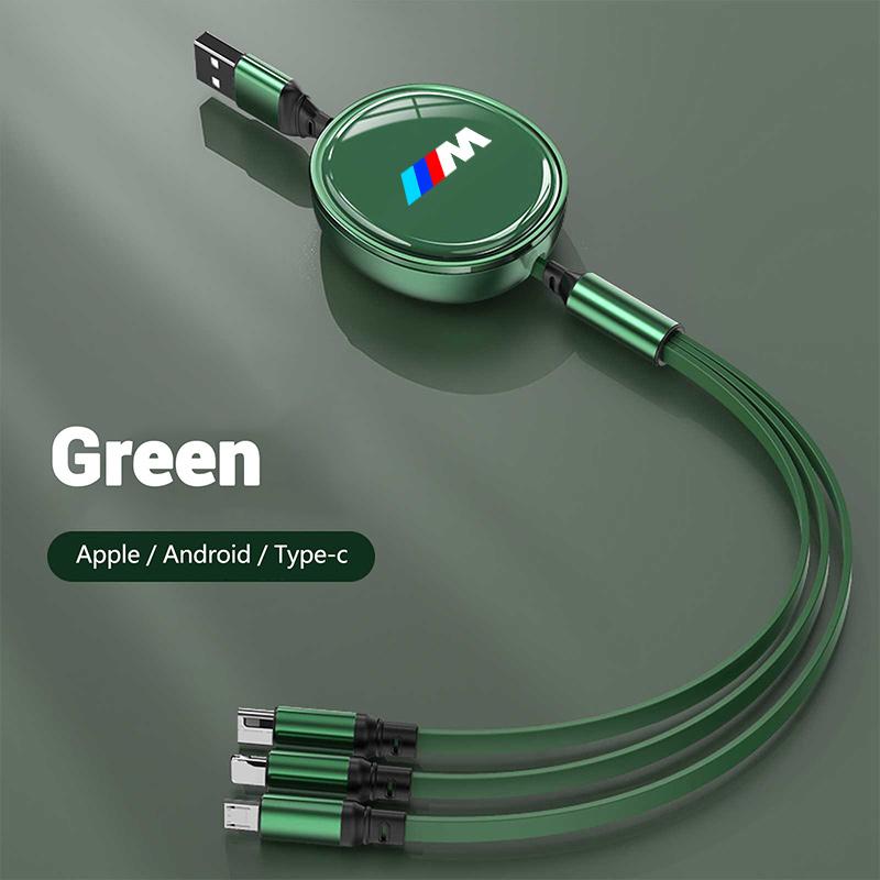 100W Data Cable 3 in1 Fast USB Cable Retractable Charging Line Micro USB Type C Charger Cable For BMW M E36 E39 E93 G20 G21 X6
